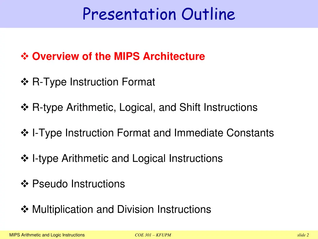 presentation outline