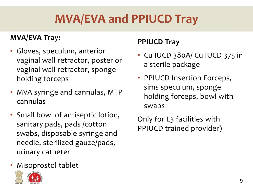 mva eva and ppiucd tray