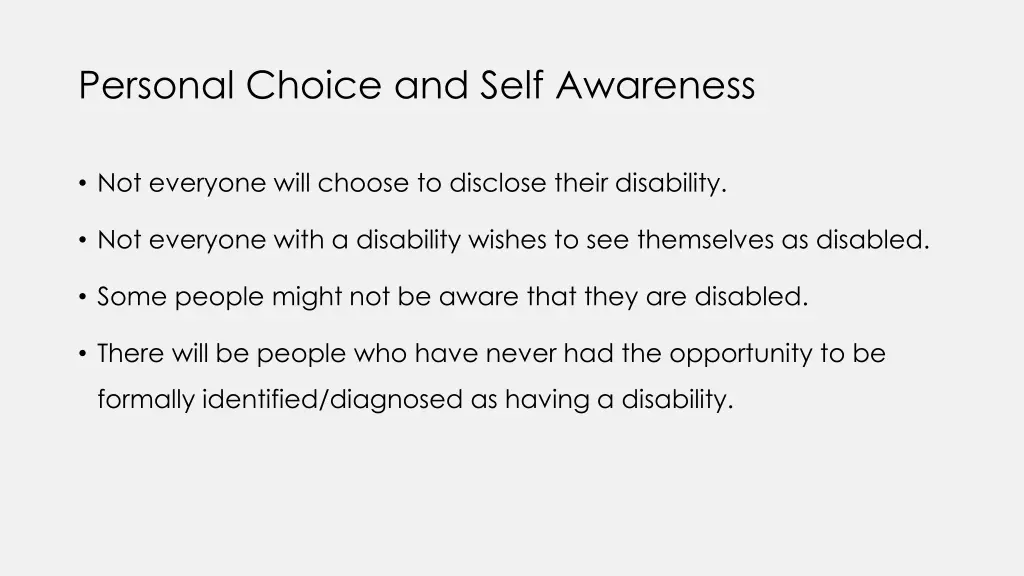 personal choice and self awareness