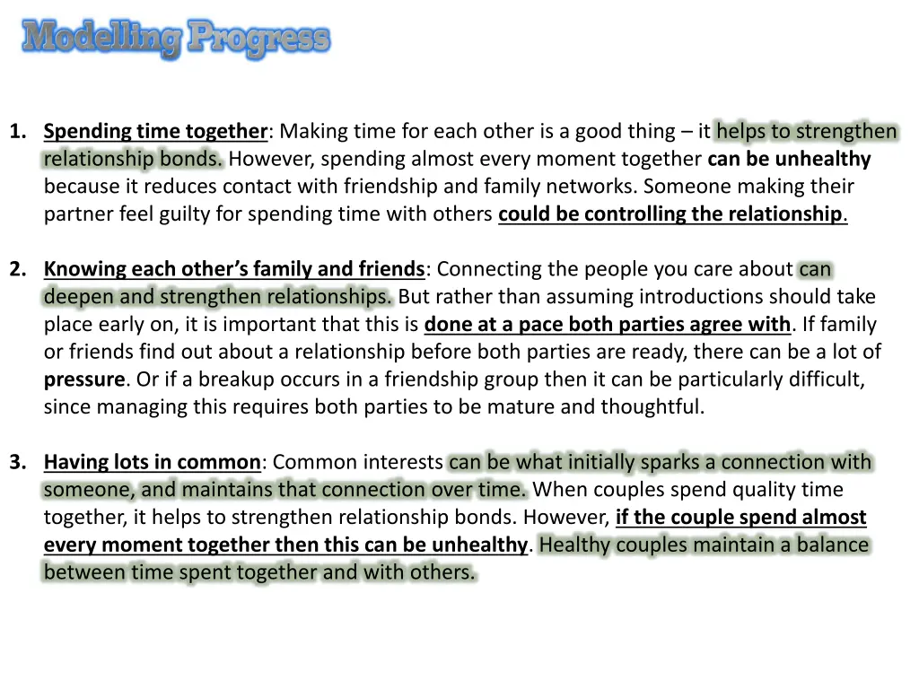 1 spending time together making time for each