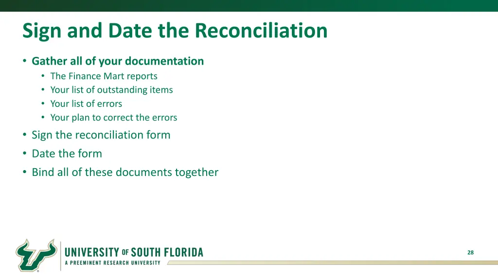 sign and date the reconciliation