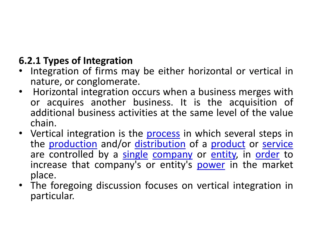 6 2 1 types of integration integration of firms