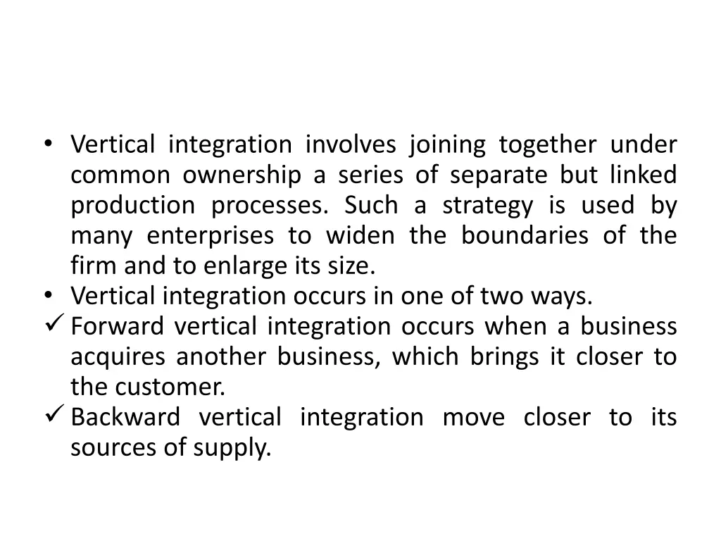 vertical integration involves joining together