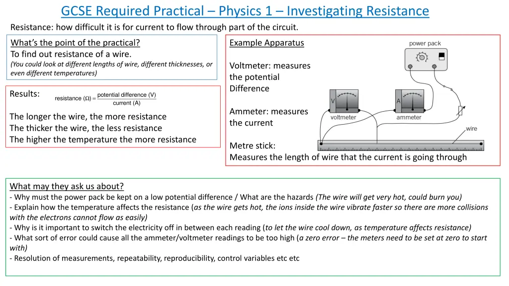 gcse required practical physics 1 investigating