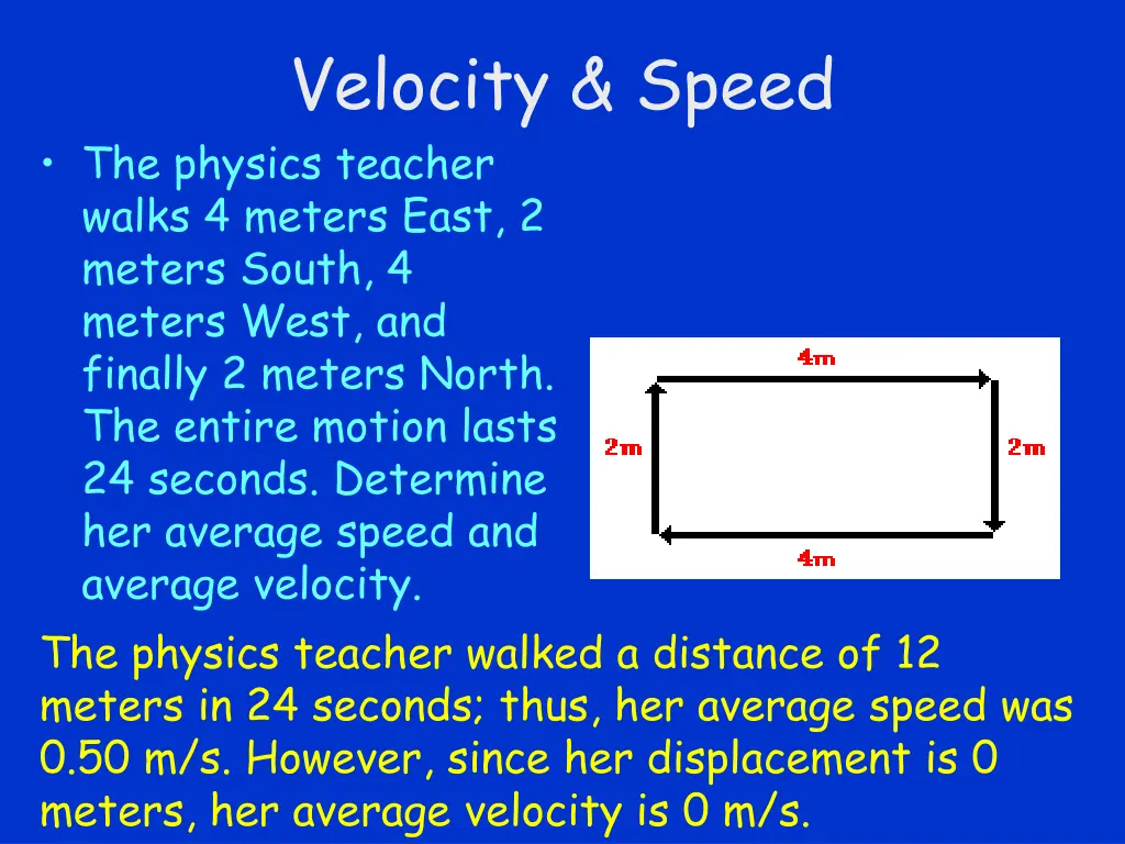 velocity speed the physics teacher walks 4 meters