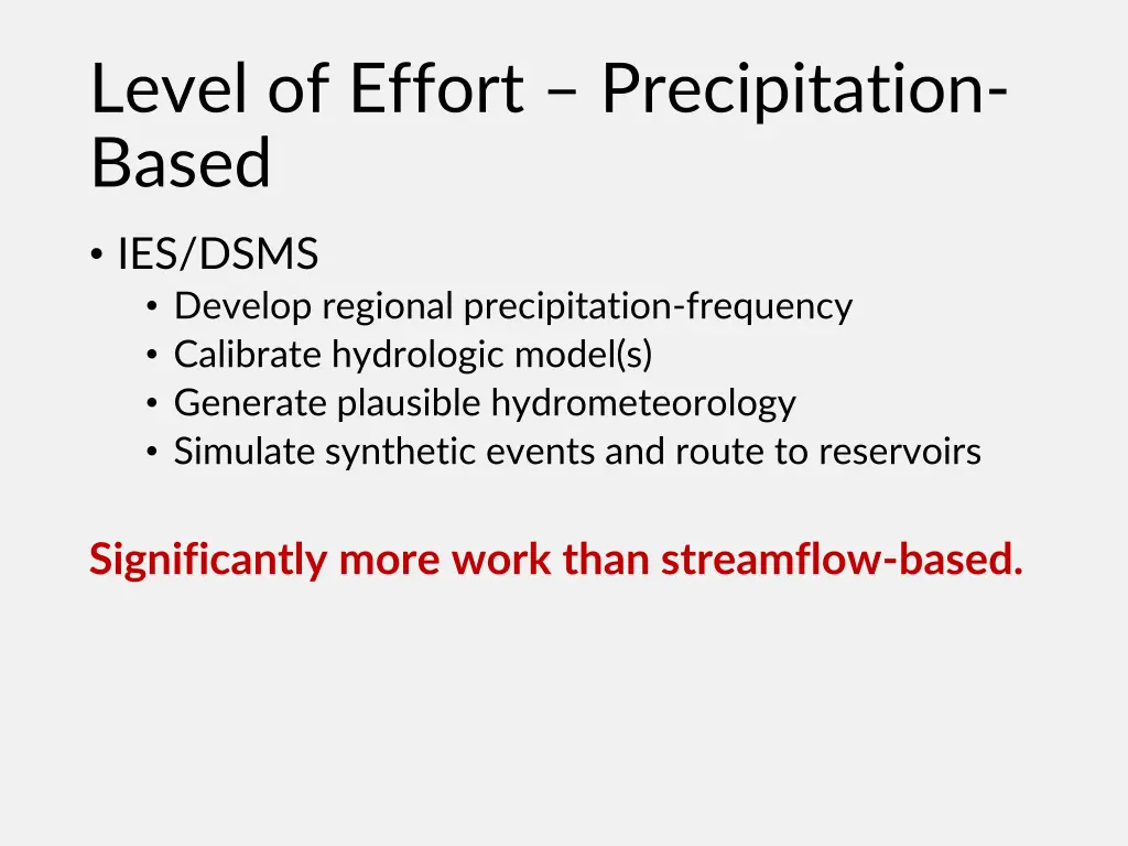 level of effort precipitation based