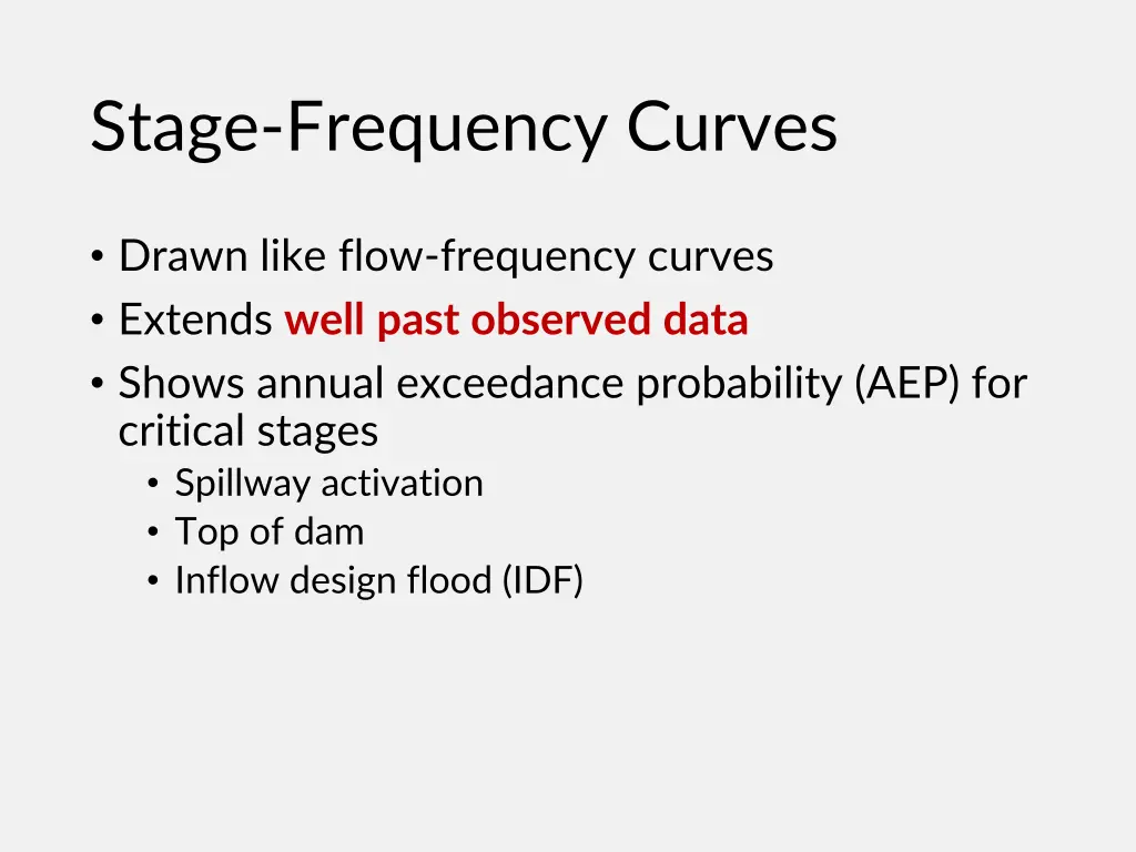 stage frequency curves