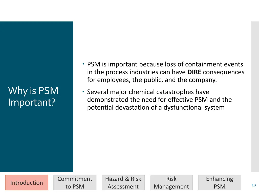 psm is important because loss of containment