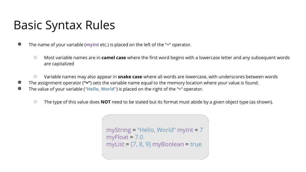 basic syntax rules