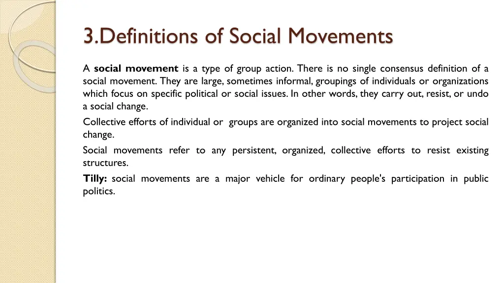 3 definitions of social movements