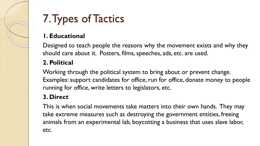 7 types of tactics