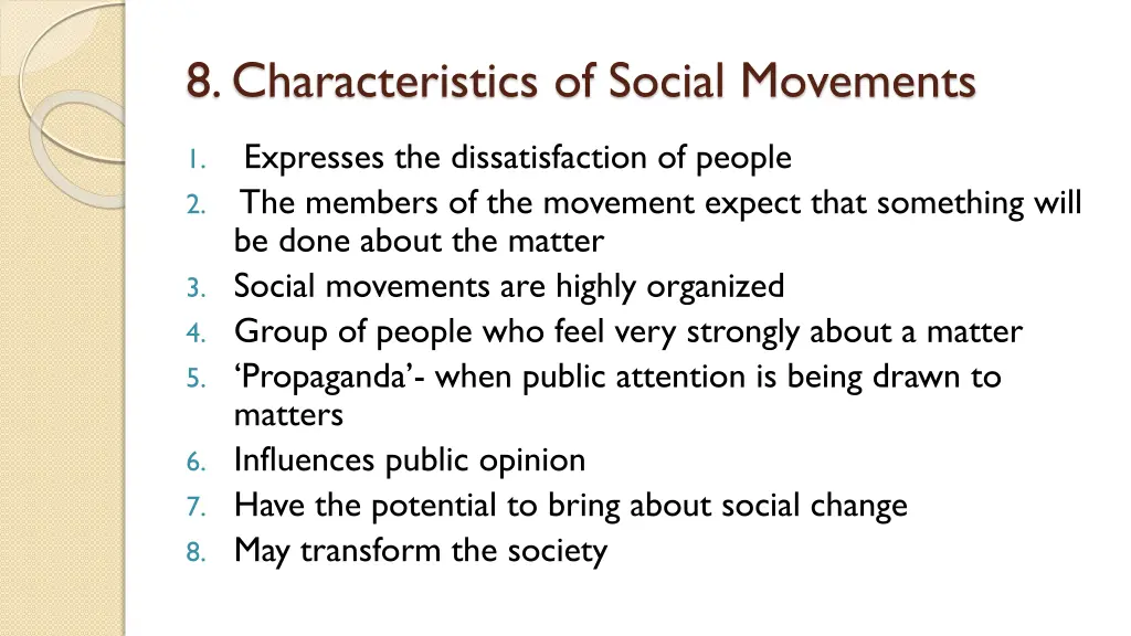 8 characteristics of social movements