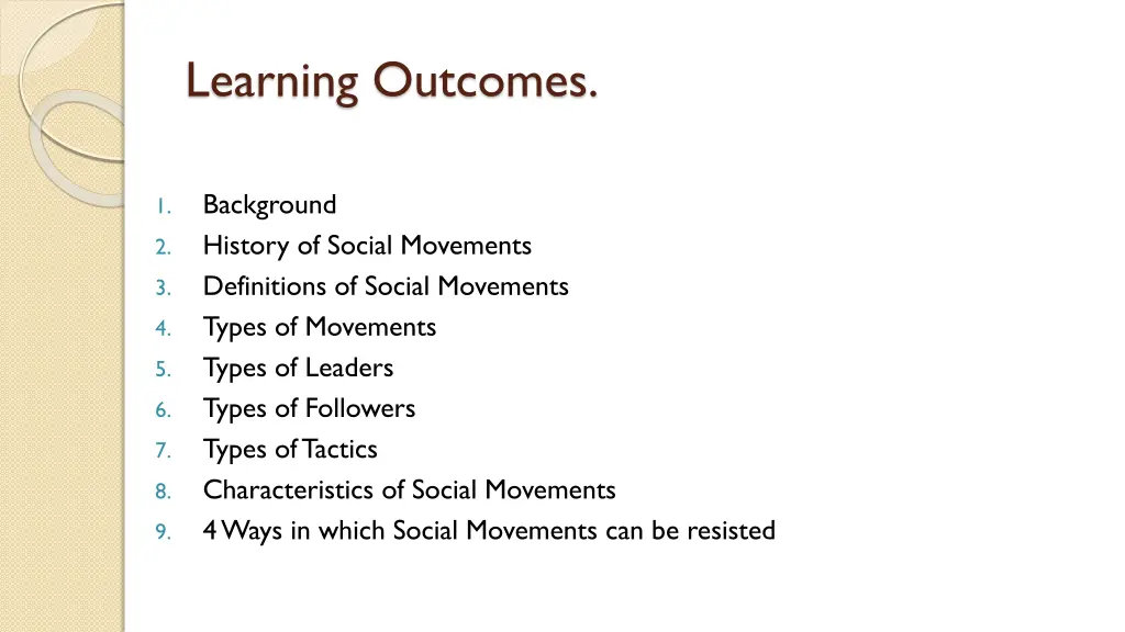 learning outcomes