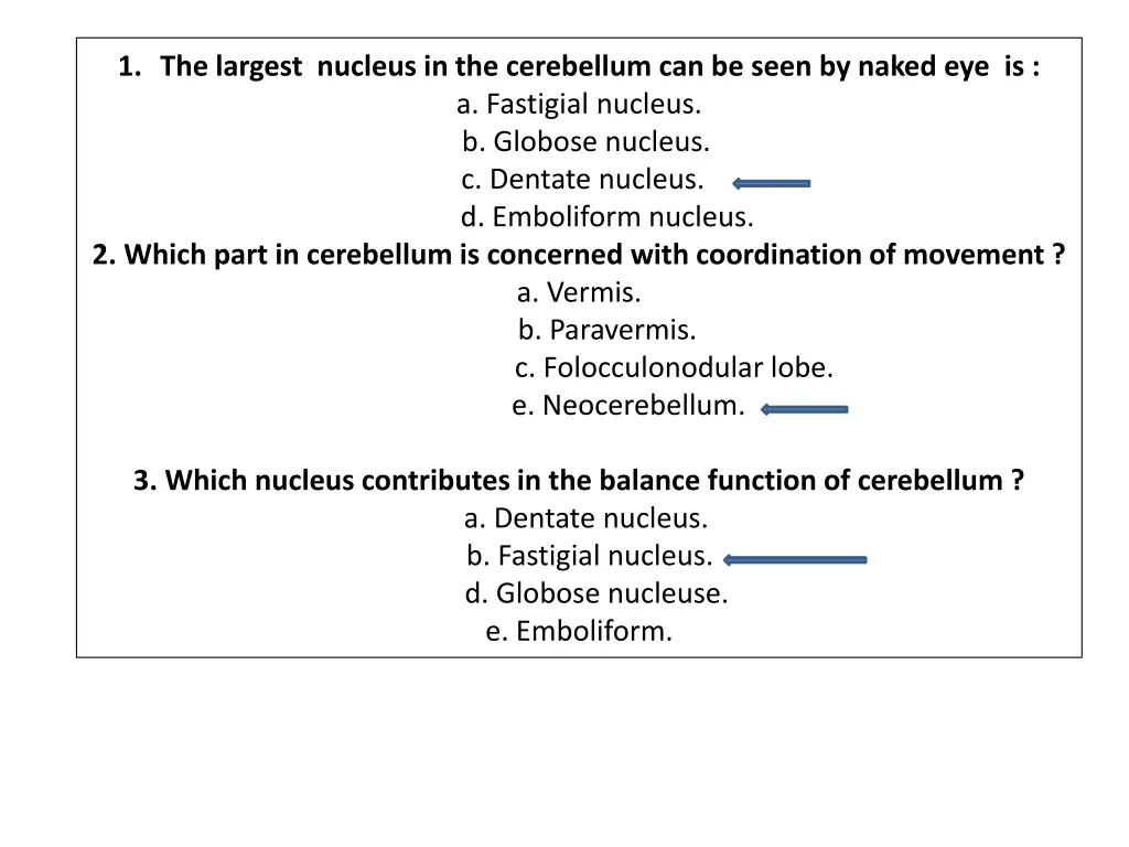 1 the largest nucleus in the cerebellum