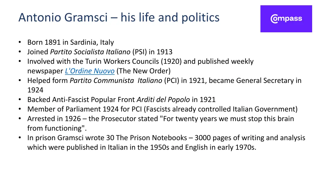 antonio gramsci his life and politics