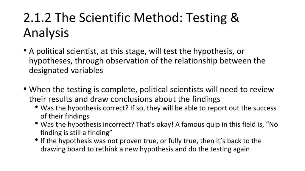 2 1 2 the scientific method testing analysis