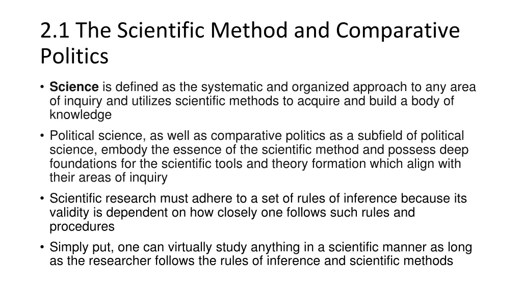 2 1 the scientific method and comparative politics