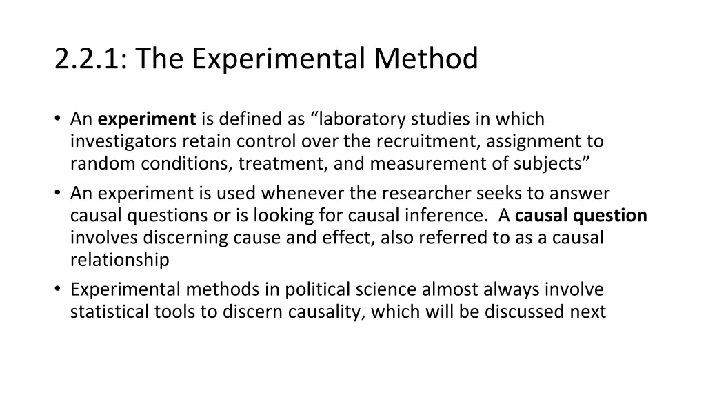 2 2 1 the experimental method