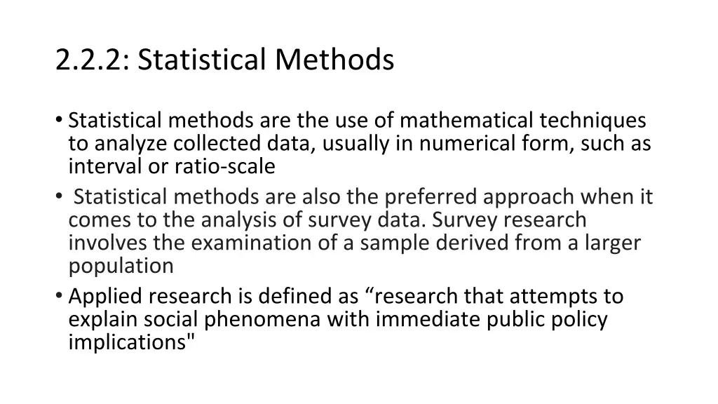 2 2 2 statistical methods