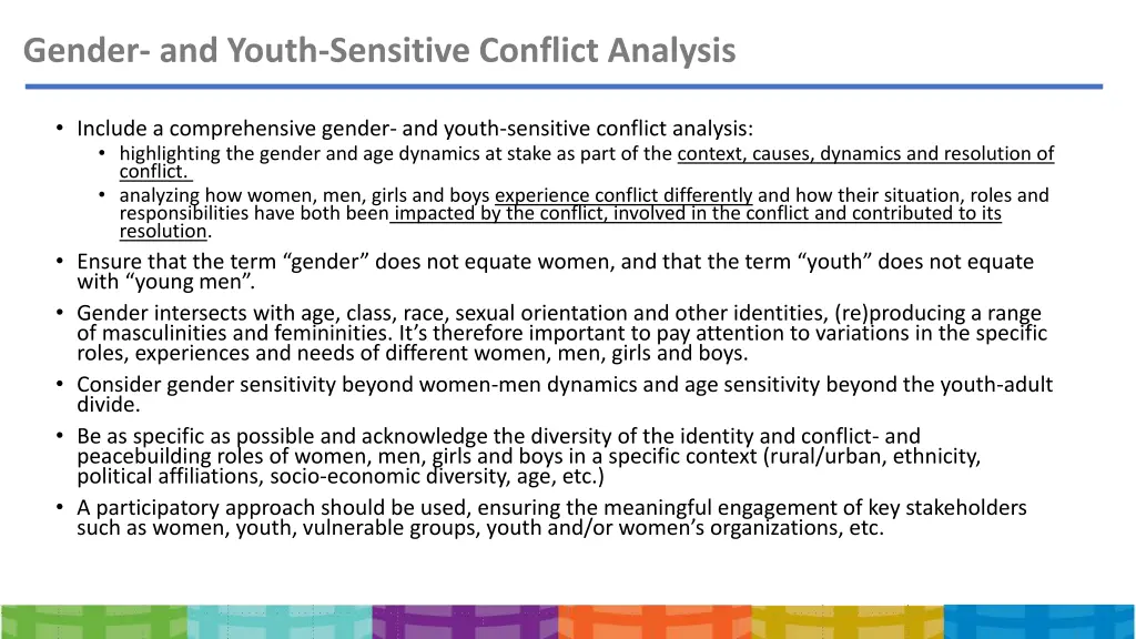 gender and youth sensitive conflict analysis