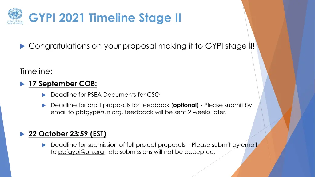 gypi 2021 timeline stage ii