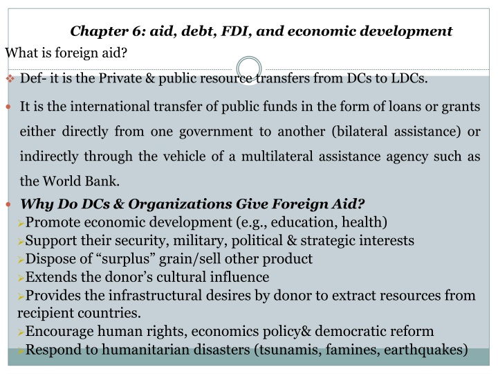 chapter 6 aid debt fdi and economic development