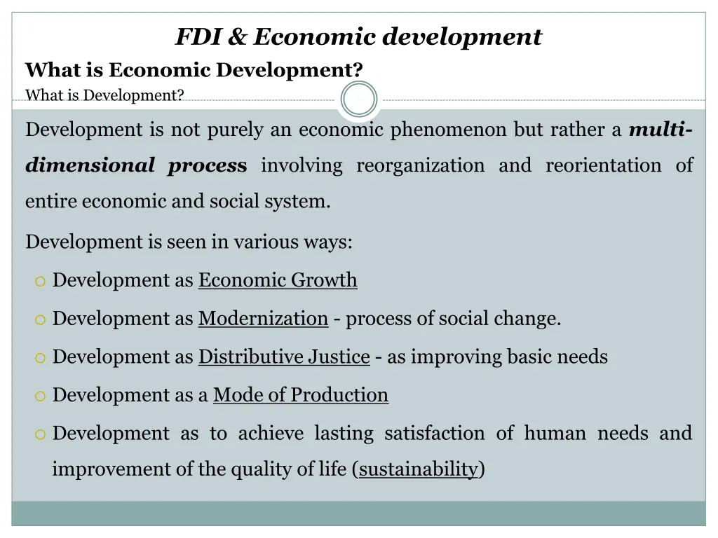 fdi economic development what is economic