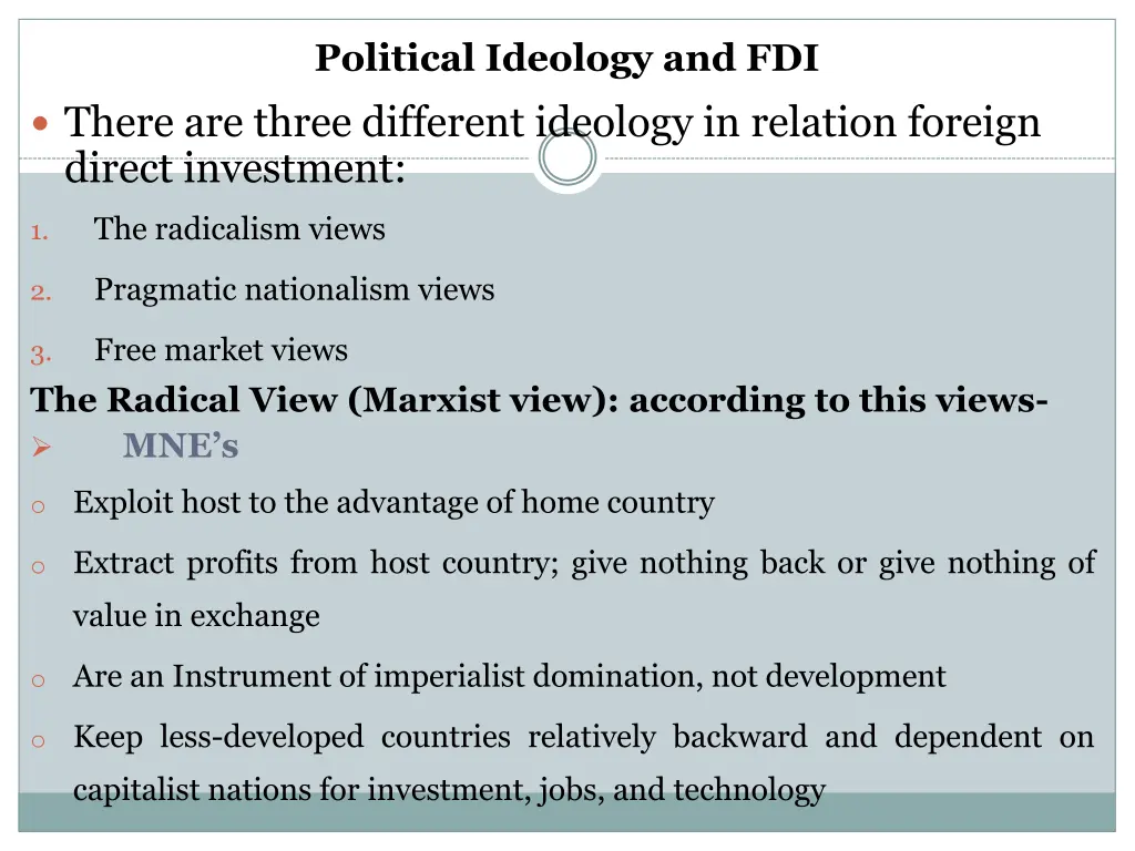 political ideology and fdi