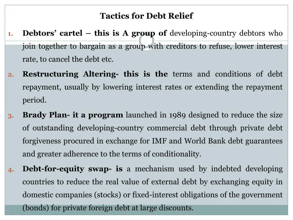 tactics for debt relief