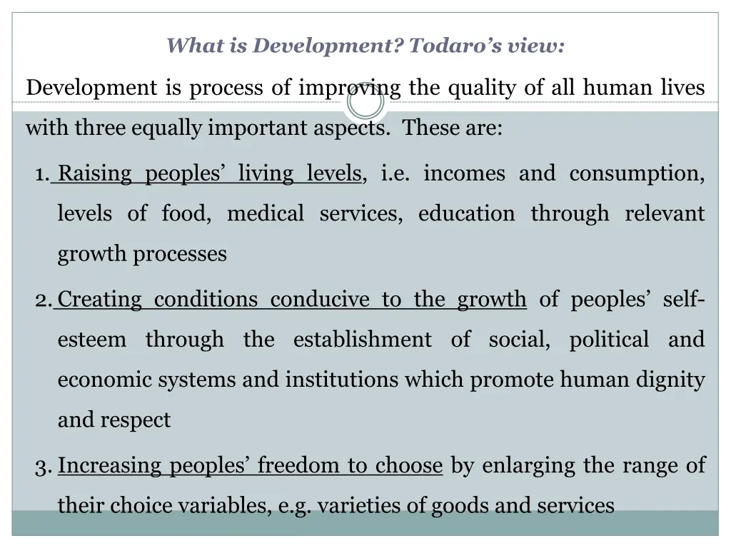 what is development todaro s view