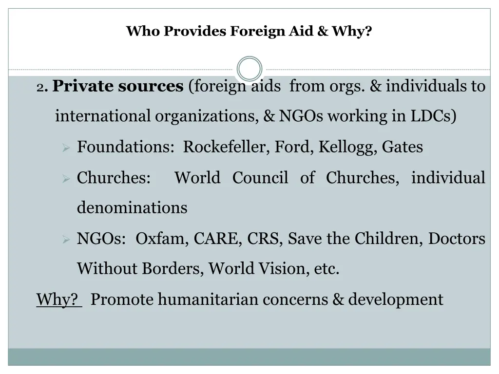 who provides foreign aid why 1