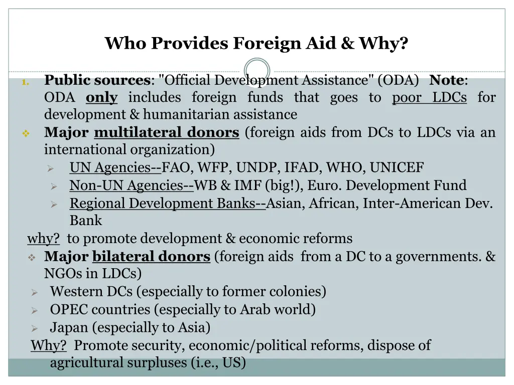 who provides foreign aid why