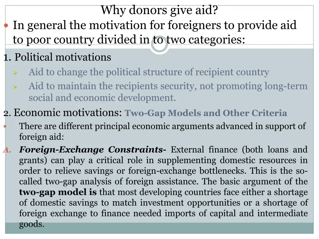 why donors give aid