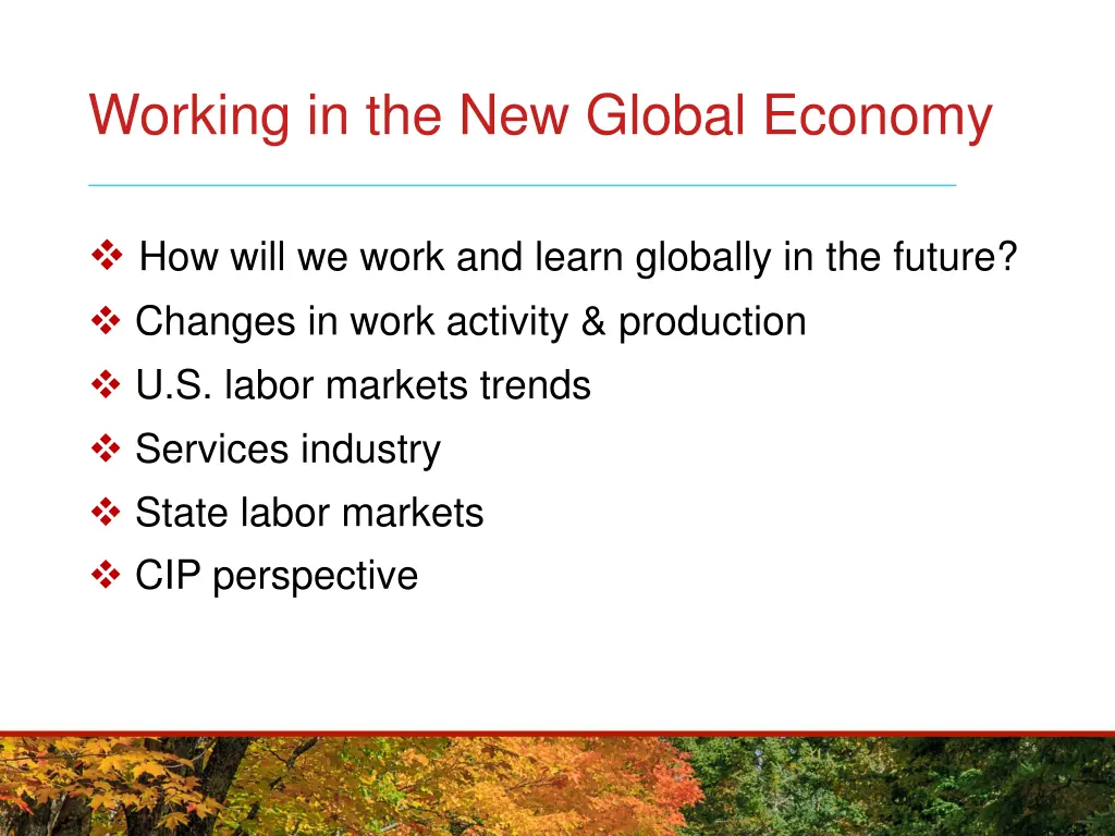 working in the new global economy 1