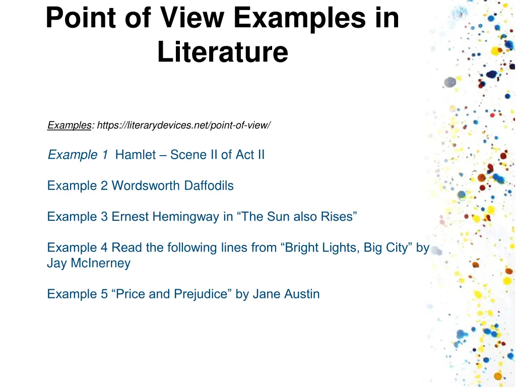 point of view examples in literature