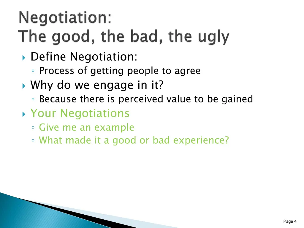 define negotiation process of getting people