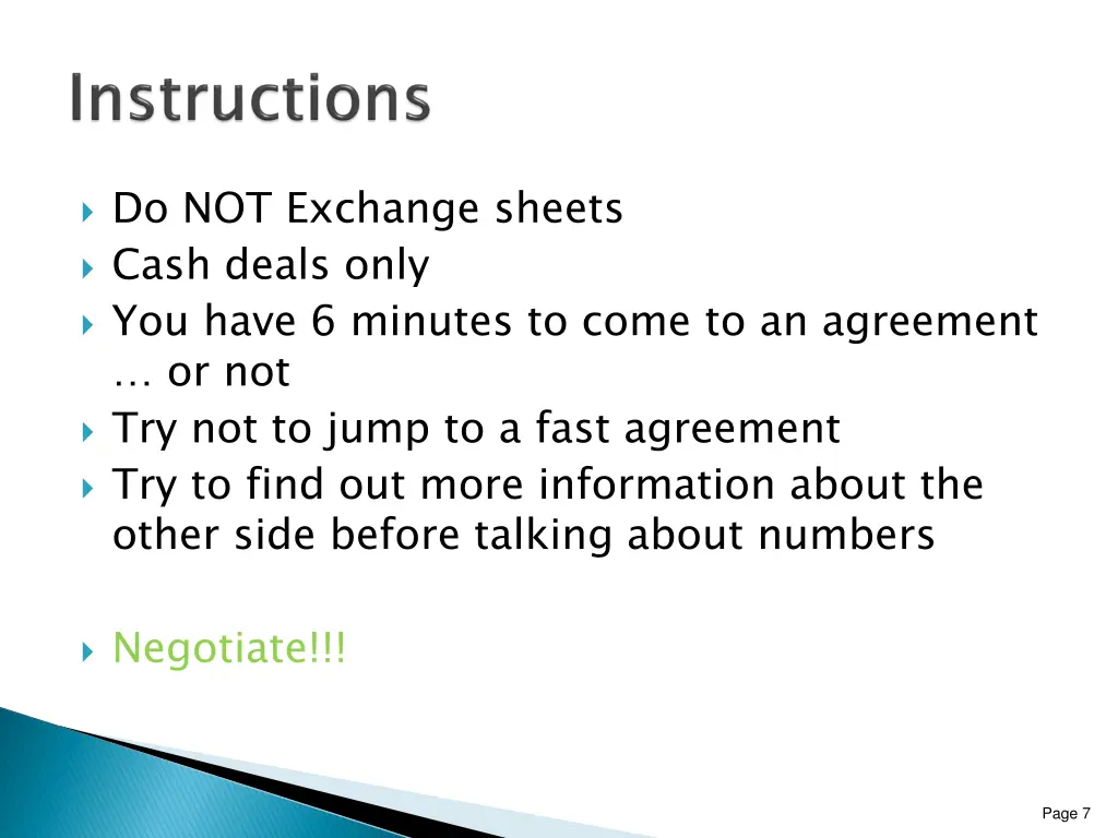 do not exchange sheets cash deals only you have