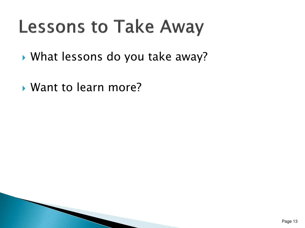 what lessons do you take away