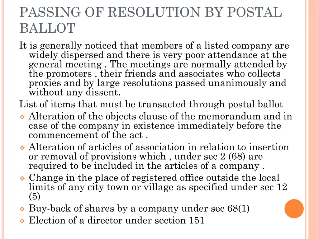 passing of resolution by postal ballot