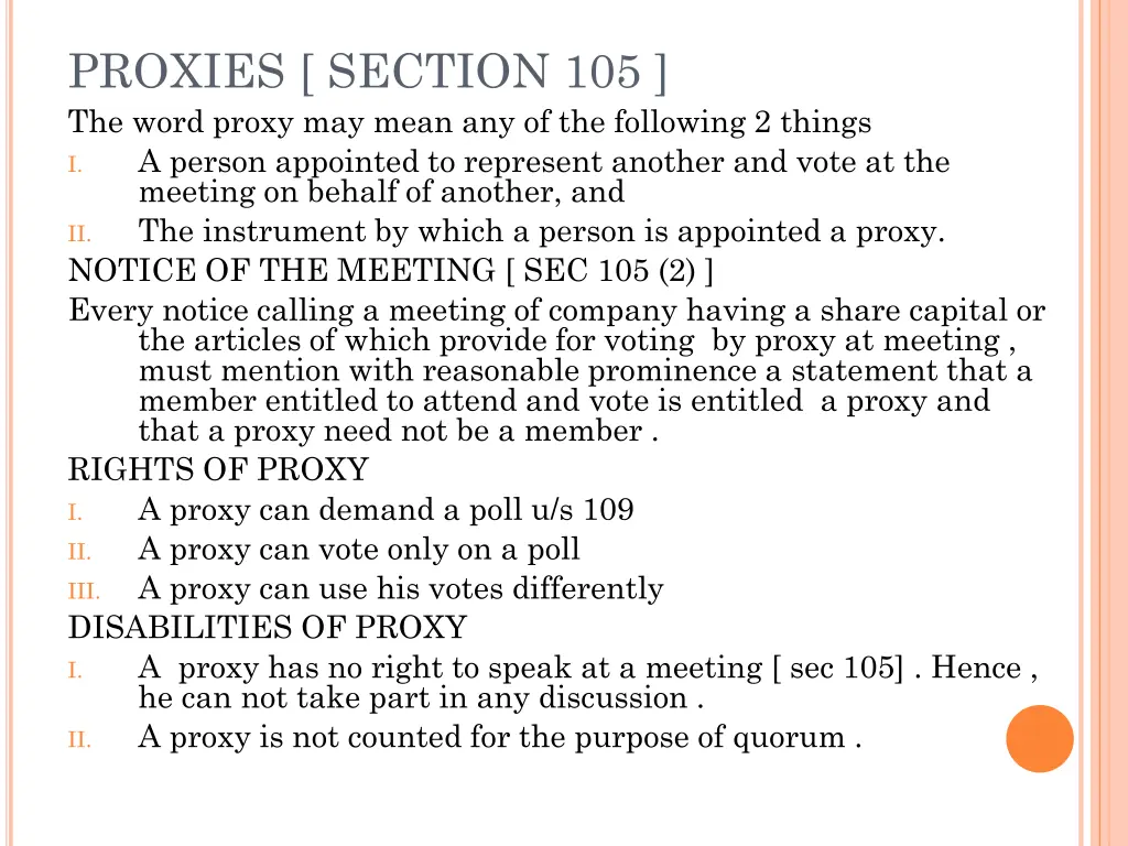 proxies section 105 the word proxy may mean