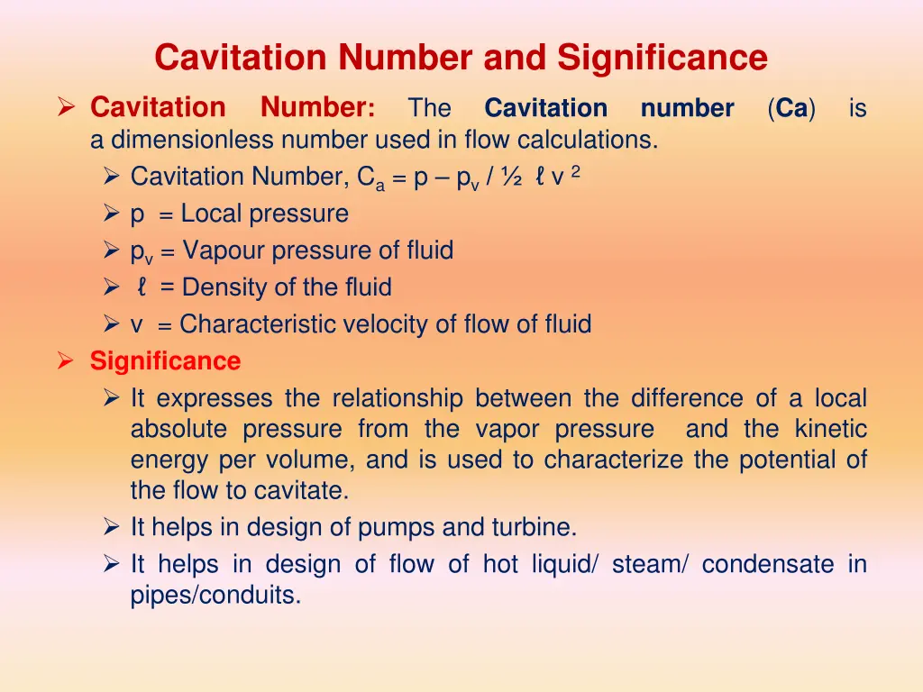 cavitation number and significance cavitation