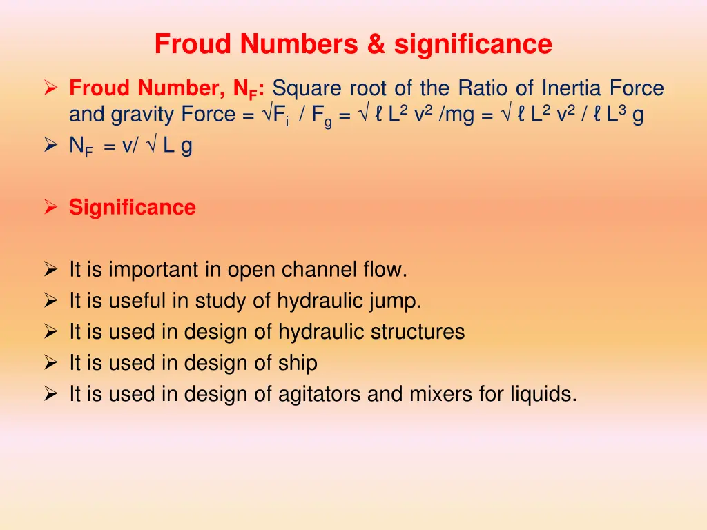 froud numbers significance