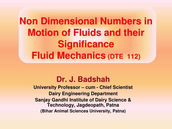 non dimensional numbers in motion of fluids