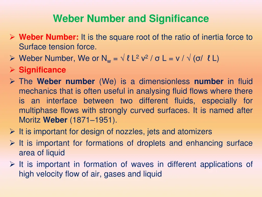 weber number and significance