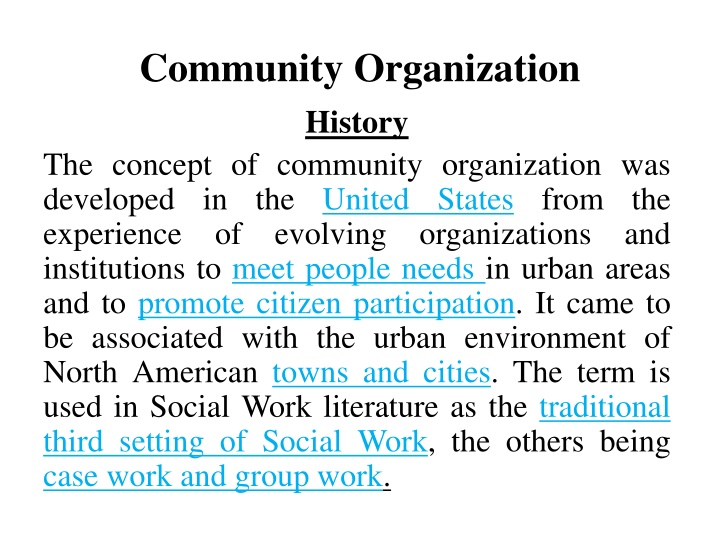 community organization history the concept