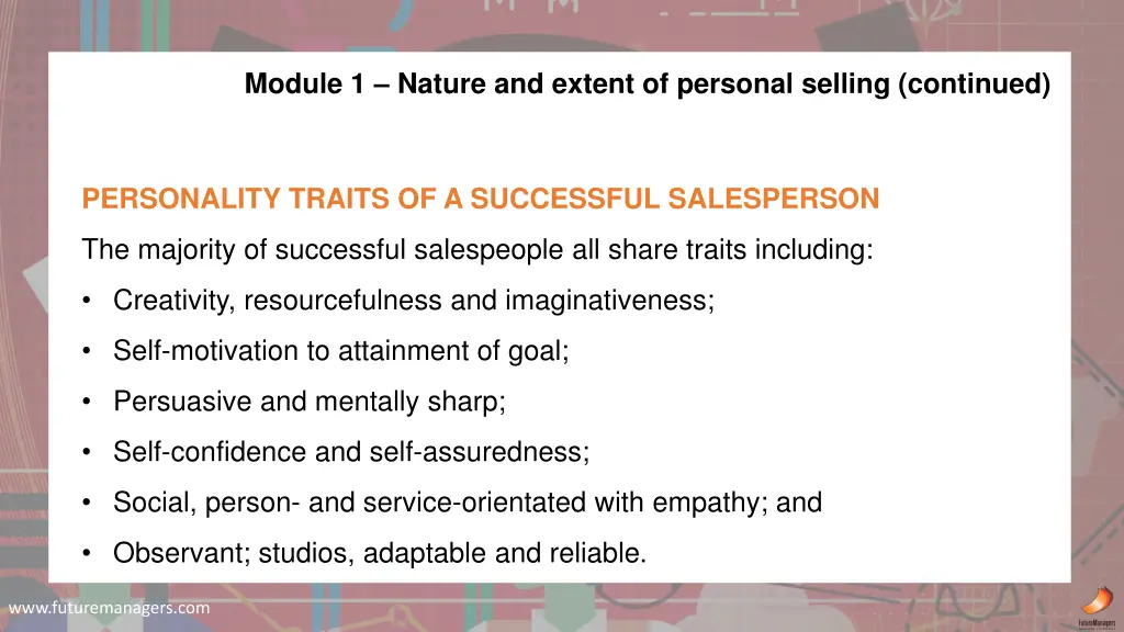 module 1 nature and extent of personal selling 4