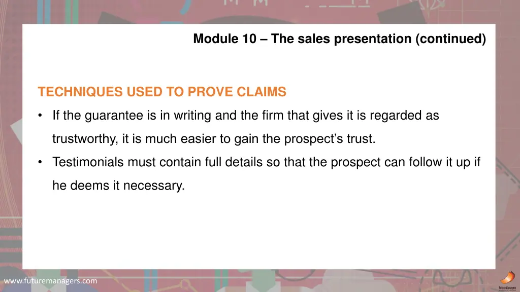 module 10 the sales presentation continued