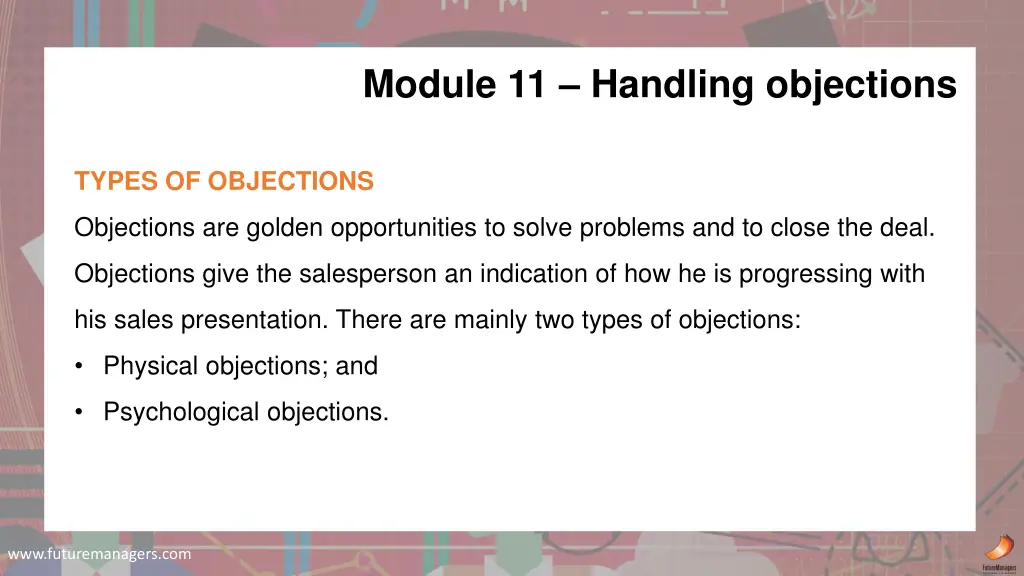 module 11 handling objections