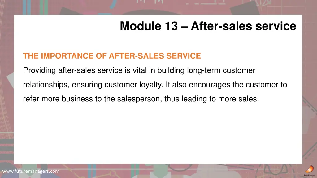 module 13 after sales service