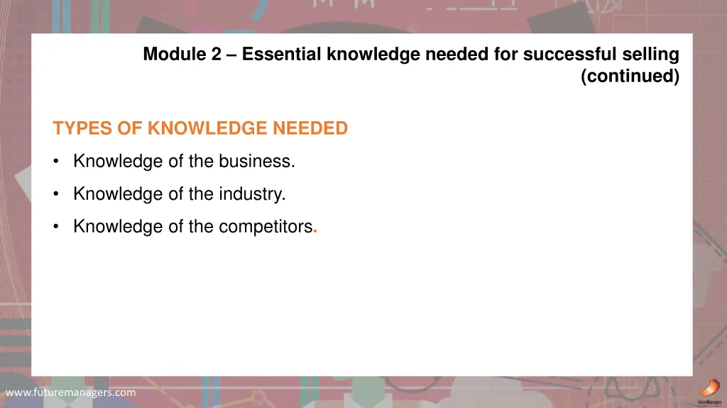 module 2 essential knowledge needed